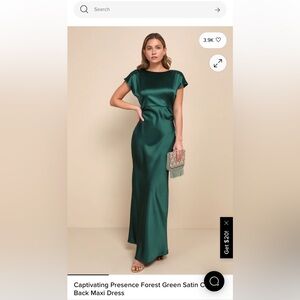 Lulu's emerald Green Satin Midi Dress